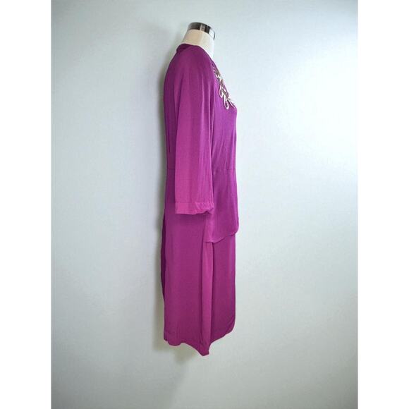 Vintage 1940s Dress Peplum Sequined Plus Sized Crepe Sequin Purple XL 1X - Picture 4 of 8